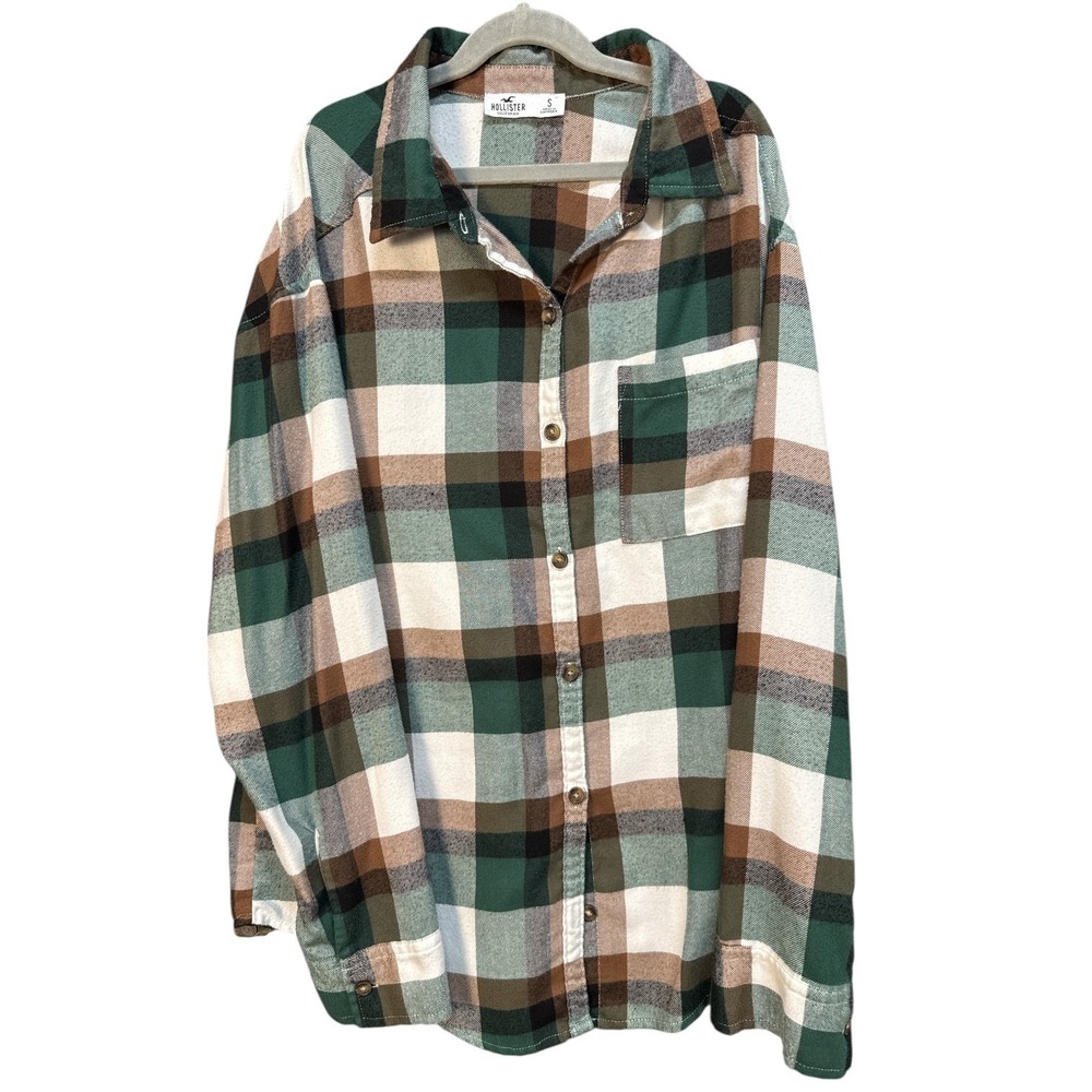 Hollister Green‎ Plaid Flannel Long Sleeve Y2K Mall-core Women's Button Down S